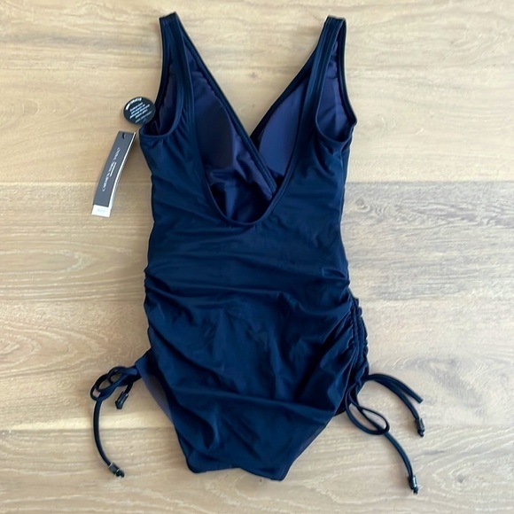 Nwt Carmen Marc Valvo Womens Mesh Overlay Side Tie One Piece Swimsuit Black - 6 - Picture 3 of 6